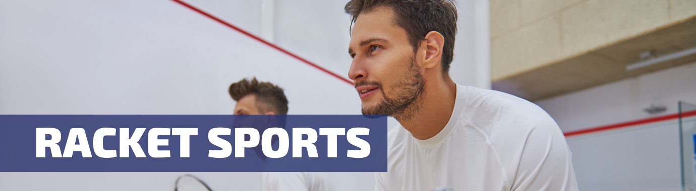 people playing squash with text saying racket sports